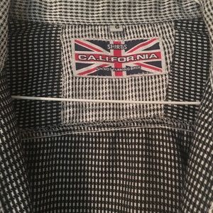 Button down long sleeve shirt with leather collar